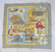 Hermes silk scarf - L'Elegance et le Confort en Automobile' - designed Caty Latham 1996 - in