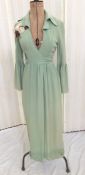Ossie Clarke for Radley - moss crepe wrap dress, maxi, sage green, the colour is faded where the