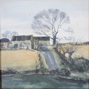 Michael Barnfather (British, b. 1934) Oil on board Farmyard near Ross on Wye, signed and dated lower