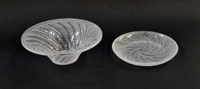 A modern Lalique clear and frosted glass 'Glycines' bowl, etched 'Lalique ® France' to rim, 5cm