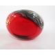 Large art glass vase of flattened ovoid form with multi-coloured swirls on red ground, possibly - Image 2 of 6