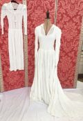 A selection of vintage evening/wedding dresses, to include white lace with dropped waist, loop and