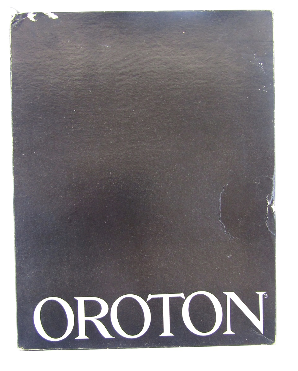 A black vintage evening bag labelled 'Oroton', black enamel and gilt metal fixed frame with single - Image 9 of 9
