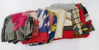 Assorted vintage silk and other fabric scarves to include Jacqmar, Gil de Losne Paris, a scarf