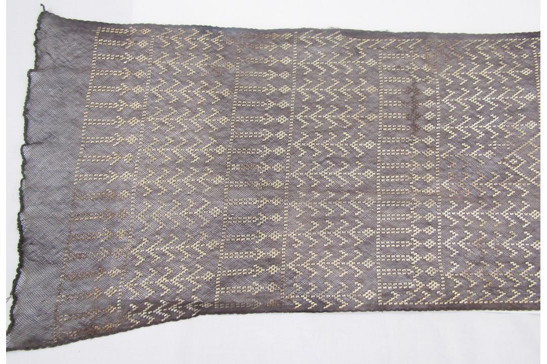 Black and silver metal Assuit shawl Condition Report Edge stitching undone at one end, some minor - Image 5 of 5