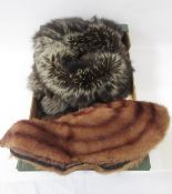 A 1920's fox fur cape, a fox fur collar, a mink collar, two mink stoles and a white rabbit stole (