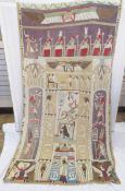 1920's vintage quilted and appliqued cotton wall hanging - featuring Egyptian figures, animals and