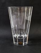 A Moser clear glass 'Purity' vase of octagonal tapering form, acid etched mark to base, 22cm high,