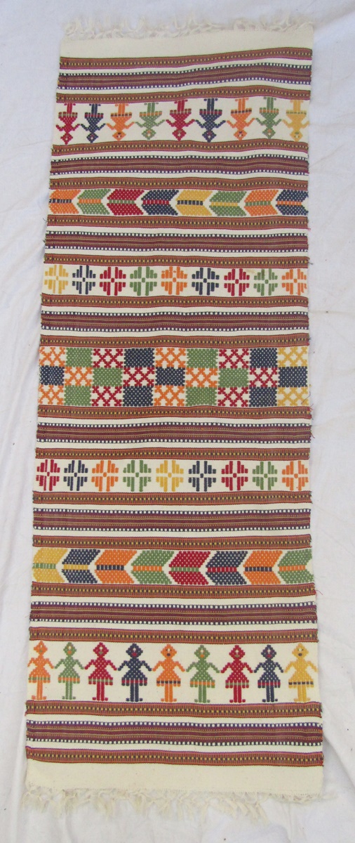 Various Moroccan/Afghan hand-loom embroidered pieces of fabric, to include mats, remnants, table - Image 11 of 12