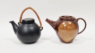 Ulla Procope (1921-1968) for Arabia Finland, a model GA3 teapot with black glaze and cane handle,
