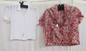 Various vintage blouses to include white crepe, pintucked blouse with tiny ricrac detailing to