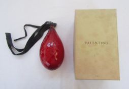Archimede Seguso (1909-1999) Murano, large red glass bauble, tear drop form with diamond pattern,