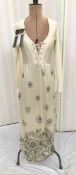 Late 1960's, early 1970's maxi dress, floral, with square yoke bodice, full angel sleeves with