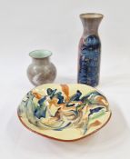 Diana Worthy for Crich Pottery, a studio pottery vase of cylindrical form with flared rim and