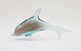 Miloslav Janku for Zelezny Brod Sklo (ZBS) glass model of a dolphin, brown and turquoise green