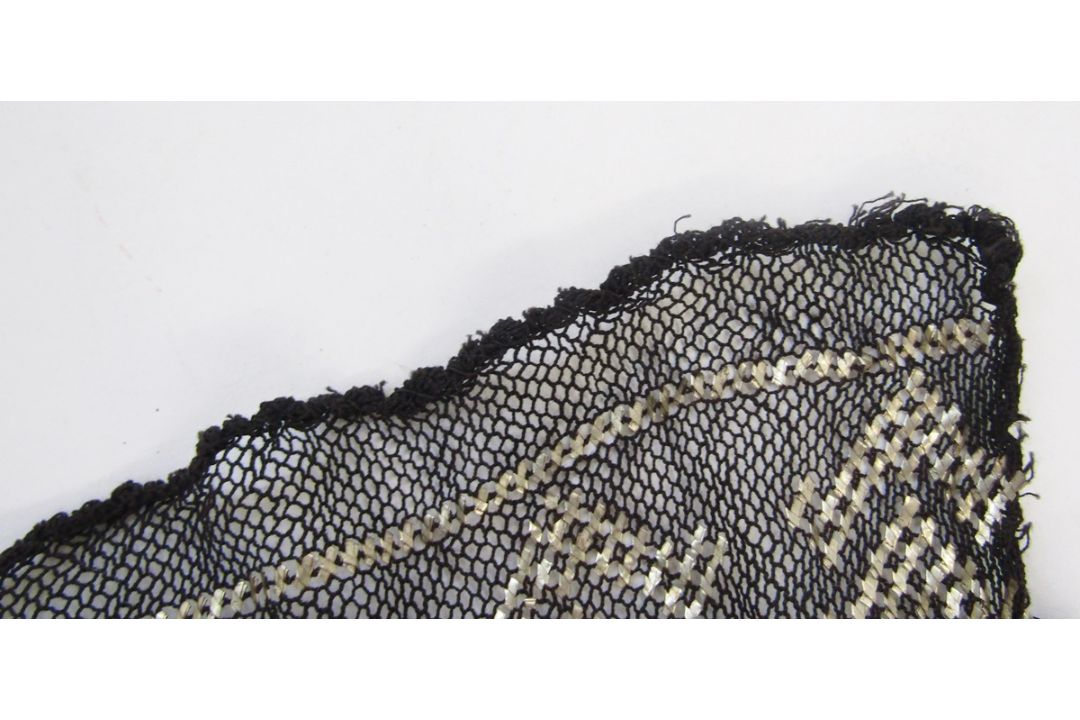 Black and silver metal Assuit shawl Condition Report Edge stitching undone in various parts, - Image 3 of 7