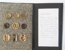 A collection of folders exhibiting buttons - 19th c. enamelled buttons, gilt buttons 1850-1960,