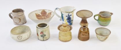 Quantity of studio pottery to include an Isabel Denyer jug, a small Colin Kellam vase, a small Susan