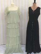 Various vintage dresses of different eras - 1920's/'30's bias cut crepe black gown with sequin