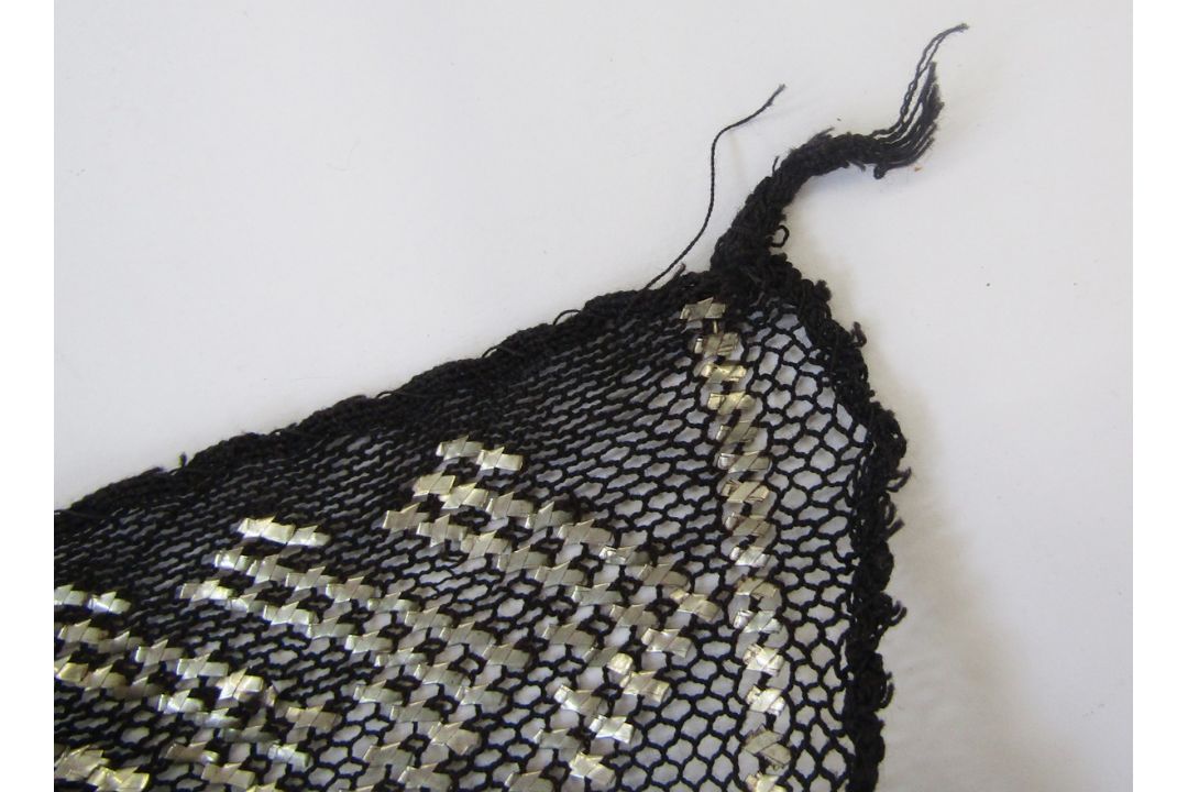 Black and silver metal Assuit shawl Condition Report Edge stitching undone in various parts, - Image 4 of 7