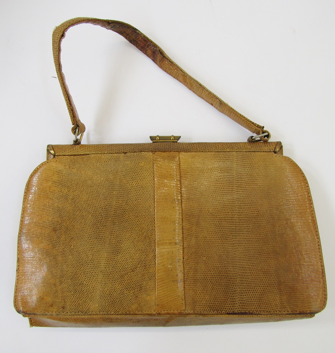 Two vintage Mappin and Webb lizard skin handbags, fixed frame, gilt metal hardware, single strap - Image 4 of 5