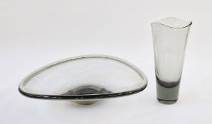Per Lutken (1916-1998) for Holmegaard, a smoky glass vase of tapering form with wavy rim, signed