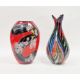 Large art glass vase of flattened ovoid form with multi-coloured swirls on red ground, possibly - Image 1 of 6