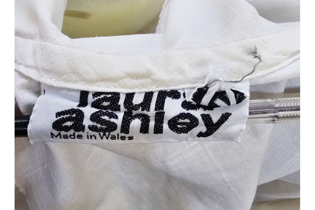 A Vintage Laura Ashley white cotton blouse, labelled Laura Ashley Made in Wales, sailor collar, - Image 3 of 3