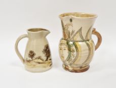Jim and Dominique Keeling for Whichford pottery, a terracotta jug decorated with a face and floral