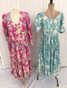 8 Vintage Laura Ashley maxi dresses - to include pink, floral cotton with matching bolero, 'Made