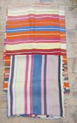 KENTE - West African - silk - pink, grey, pale yellow stripes, fringed 170 x 95cms, some light