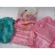 1960's pink satin pajama set, embroidered with gold thread and white lace detail, the dressing - Image 2 of 2