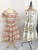 1960's/'70's cotton dresses to include a white printed with pink roses dress, labelled Horrockses,