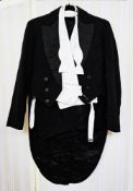 Vintage tail coat, with white poplin waistcoat, white tie and a stiff collar, also a pair of evening