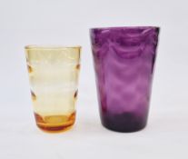 William Wilson for Whitefriars, an amber glass vase with optic ribbing, pattern 9094, 20.5cm high,