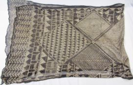 Black and silver metal Assuit shawl Condition Report Edge stitching undone in various parts,