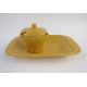 Hoganas Keramik, Sweden, 'Old-Hoganas' pattern part tea service with yellow glaze, together with a - Image 5 of 5