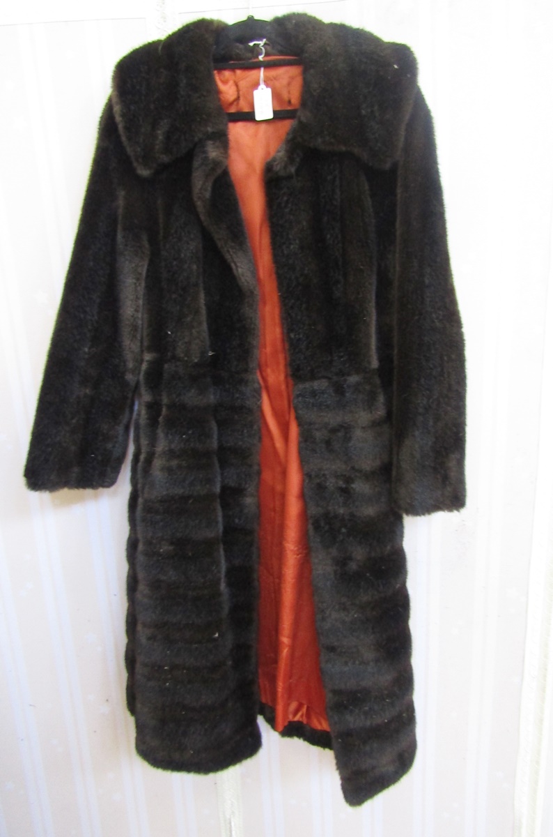 A vintage black faux astrakhan coat with black mink collar and deep cuffs, double breasted and - Image 4 of 5