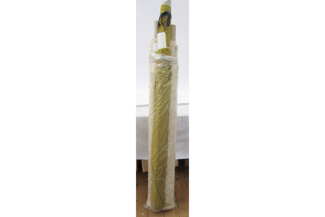 Fabric - two rolls of cream chenille furnishing fabric and a roll gold coloured velvet furnishing - Image 1 of 3
