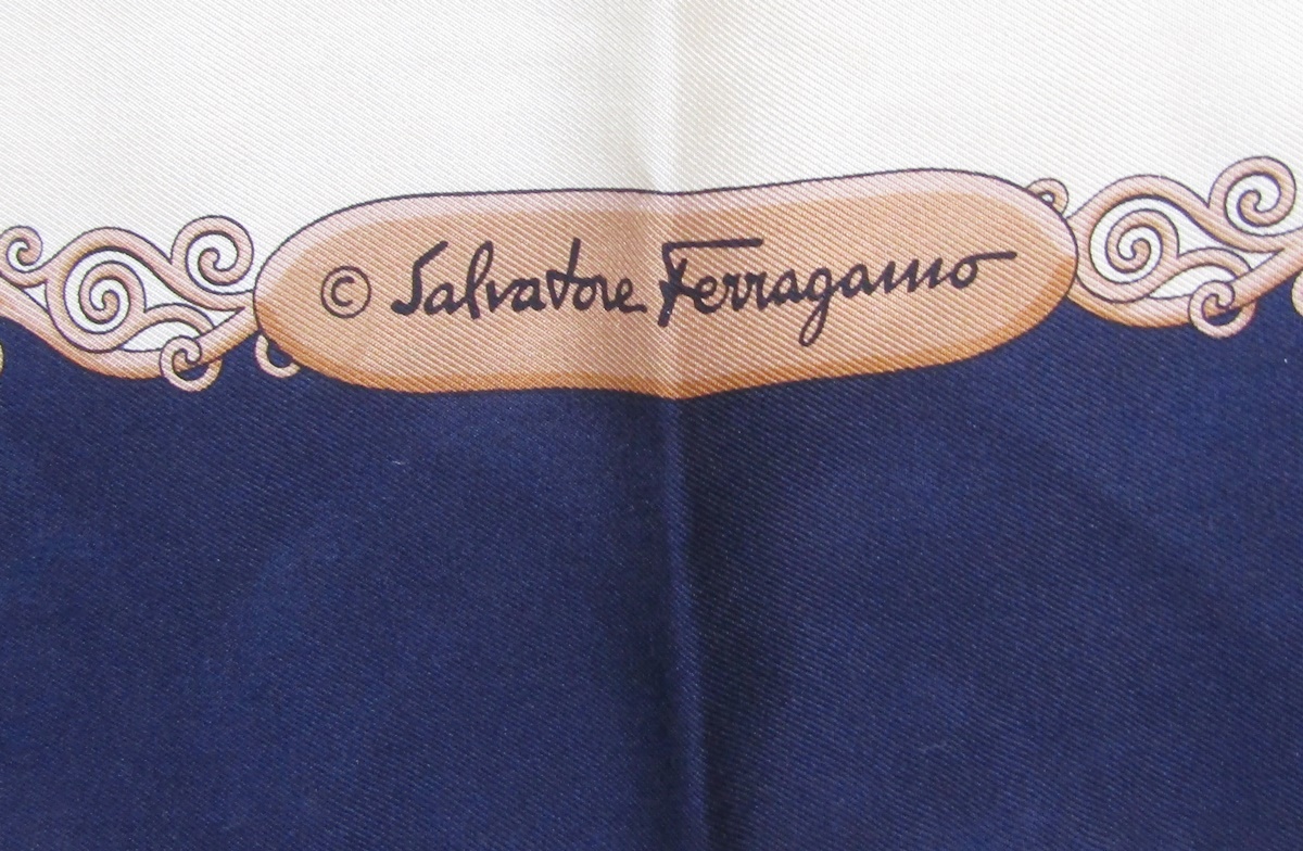 Salvatore Ferragamo - four various silk scarves and one original box, the scarves designed with - Image 7 of 12
