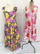 1970's cotton, floral maxi dress, with straps and bows to the back with a vintage Monsoon halter