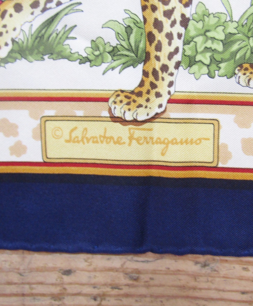 Salvatore Ferragamo - four various silk scarves and one original box, the scarves designed with - Image 3 of 12
