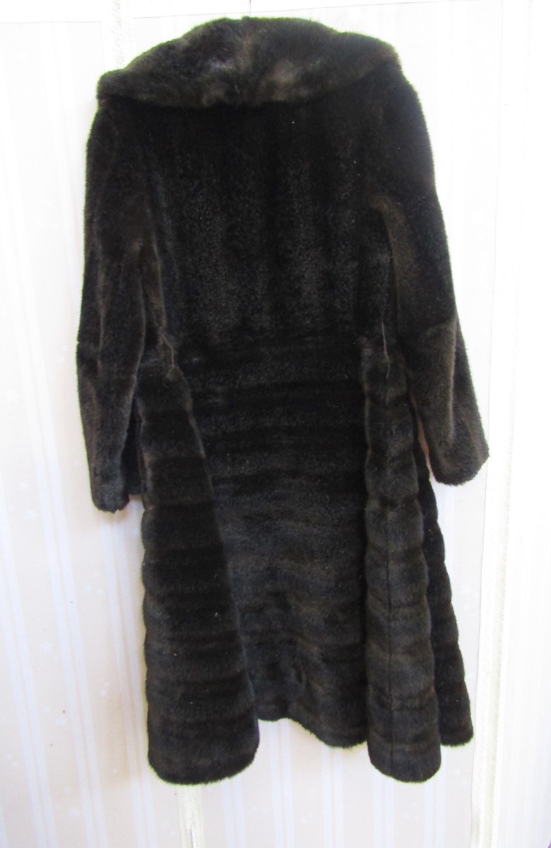 A vintage black faux astrakhan coat with black mink collar and deep cuffs, double breasted and - Image 5 of 5