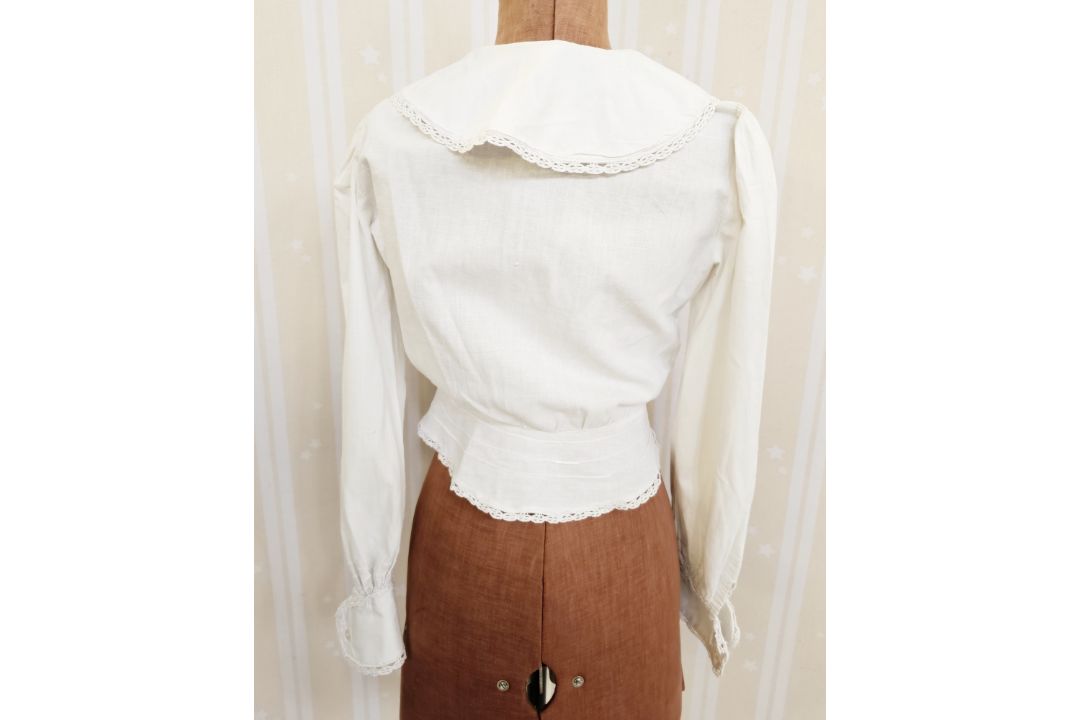 A Vintage Laura Ashley white cotton blouse, labelled Laura Ashley Made in Wales, sailor collar, - Image 2 of 3