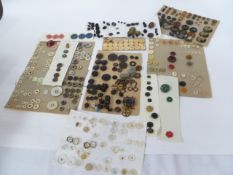 A large collection of vintage buttons, to include mother o' pearl, linen, plastic, jet and faux jet,