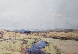 George Houston (1869-1947) Watercolour River scene, Ayrshire, Scotland, signed lower left, 24cm x