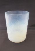 Opaque glass ice bucket/vase, in the style of Barolac, ribbed and circular detail, 23 cm h. x 8 cm