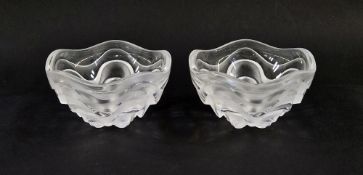 A pair of Lalique 'Vibration' pattern glass bowls, etched 'Lalique ® France' to rim, 6cm high