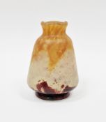 Early 20th century Daum Nancy small glass footed vase of square tapered form with flared rim,
