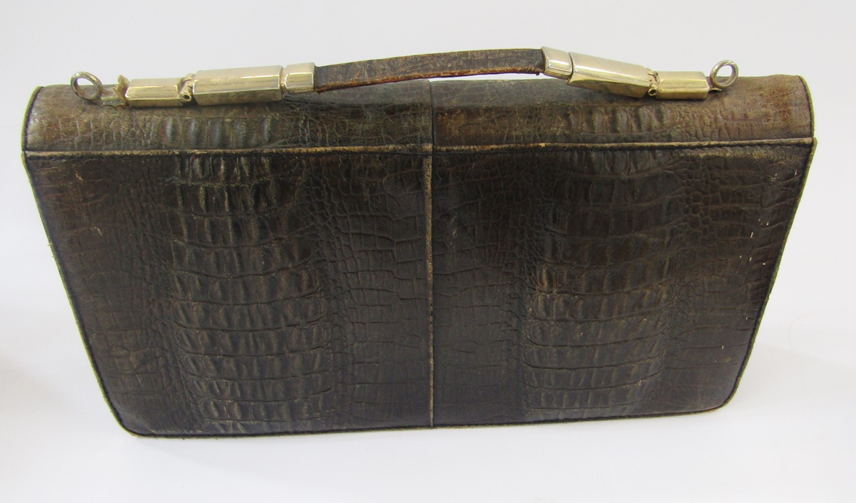 Two vintage Mappin and Webb lizard skin handbags, fixed frame, gilt metal hardware, single strap - Image 3 of 5